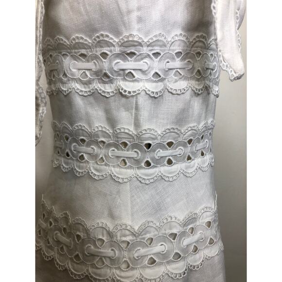 Zimmermann Dress Kirra Tie Shoulder Mini White Ivory Flare Linen Lace '2' US 8 - Picture 10 of 15